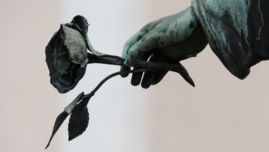Zdjęcie poglądowe - fragment pomnika - dłoń z kwiatem róży